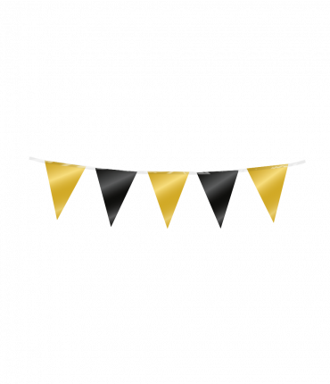 Mini party flags Foil - Gold and Black