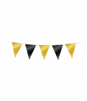 Mini party flags Foil - Gold and Black