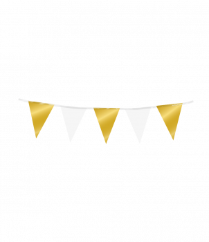 Mini party flags Foil - Gold and White